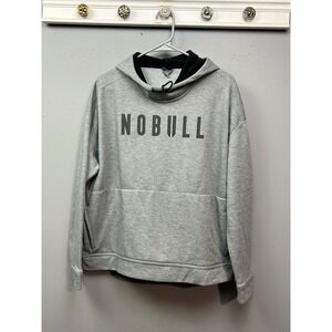 NOBULL Mens Performance Hoodie XL Heather Grey Pullover Logo Training Sweatshirt